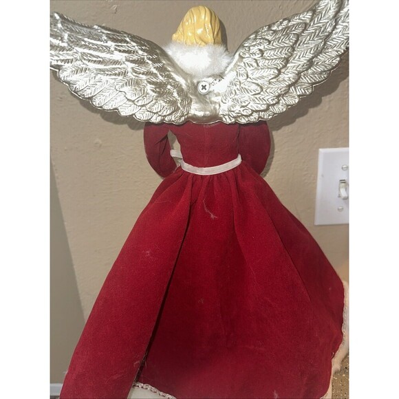 Holiday Living Angel Tree Topper‎ Burgundy Red Gold White Wings Christmas - Picture 4 of 6
